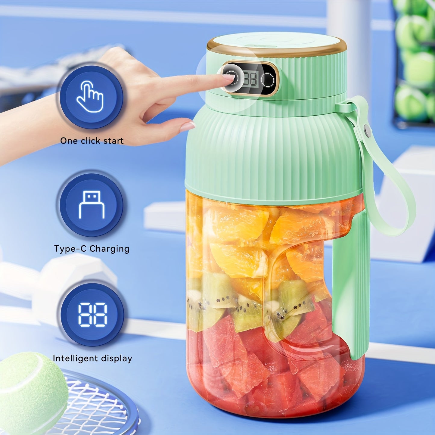 Ultra-Large 40.58oz Portable Juicer with Dual Lids, USB Rechargeable - ViralGenius Store