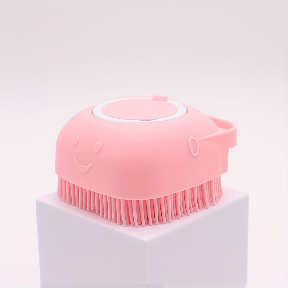 2pcs Pet Bath Silicone Sponge - Soft, Safety Rubber Bristle, with Shampoo Dispenser, for Dog, Puppy, Cat, Kitten Wash & Massage
