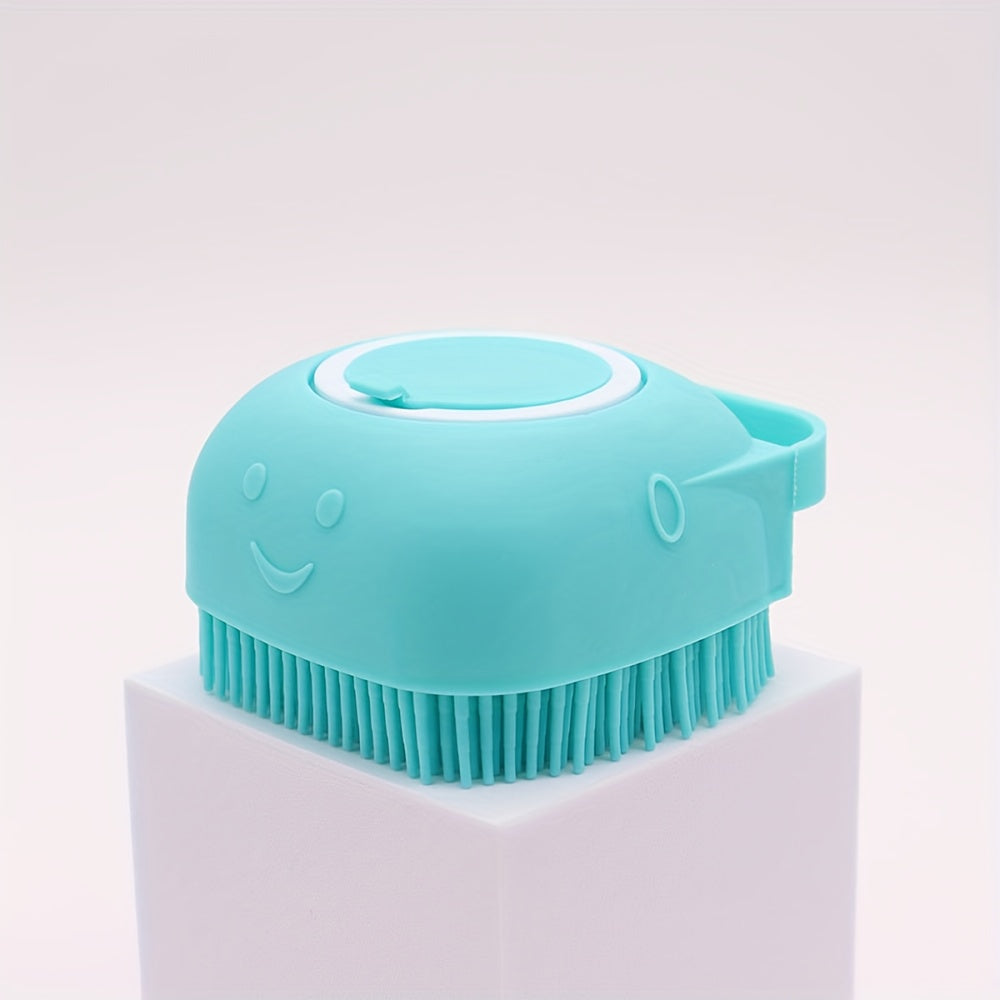 2pcs Pet Bath Silicone Sponge - Soft, Safety Rubber Bristle, with Shampoo Dispenser, for Dog, Puppy, Cat, Kitten Wash & Massage