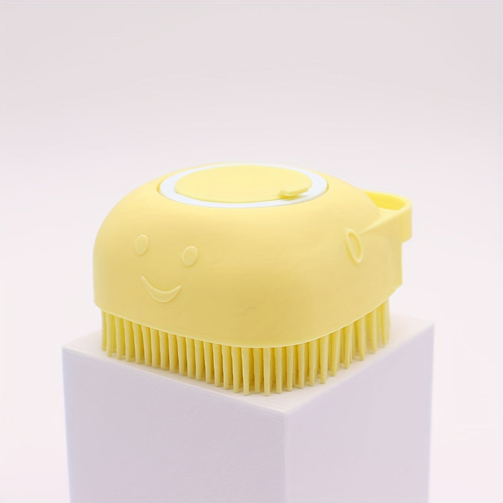 2pcs Pet Bath Silicone Sponge - Soft, Safety Rubber Bristle, with Shampoo Dispenser, for Dog, Puppy, Cat, Kitten Wash & Massage