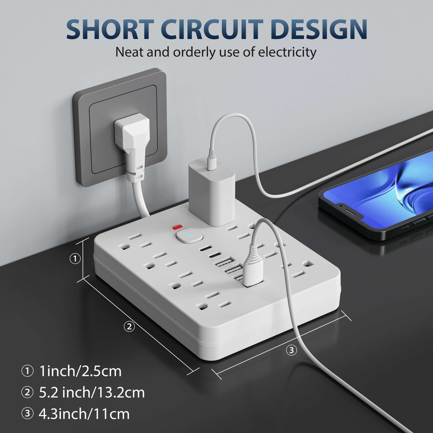 14-in-1 Power Strip with Surge Protection and 6 USB ports - ViralGenius Store