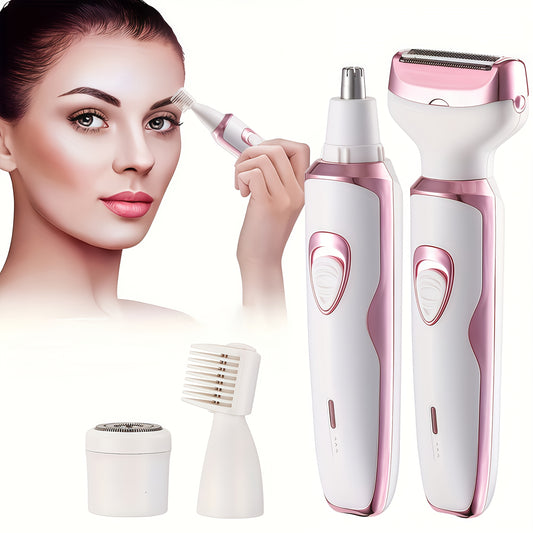 Electric Razor for Women, 4-in-1 Rechargeable grooming kit, Lady Electric Shaver for Face, Nose, Legs And Underarm, Bikini Trimmer for Women Wet & Painless, Hair Razor Rechargeable & Portable, Bikini Line Trimming, Facial Ha - ViralGenius Store