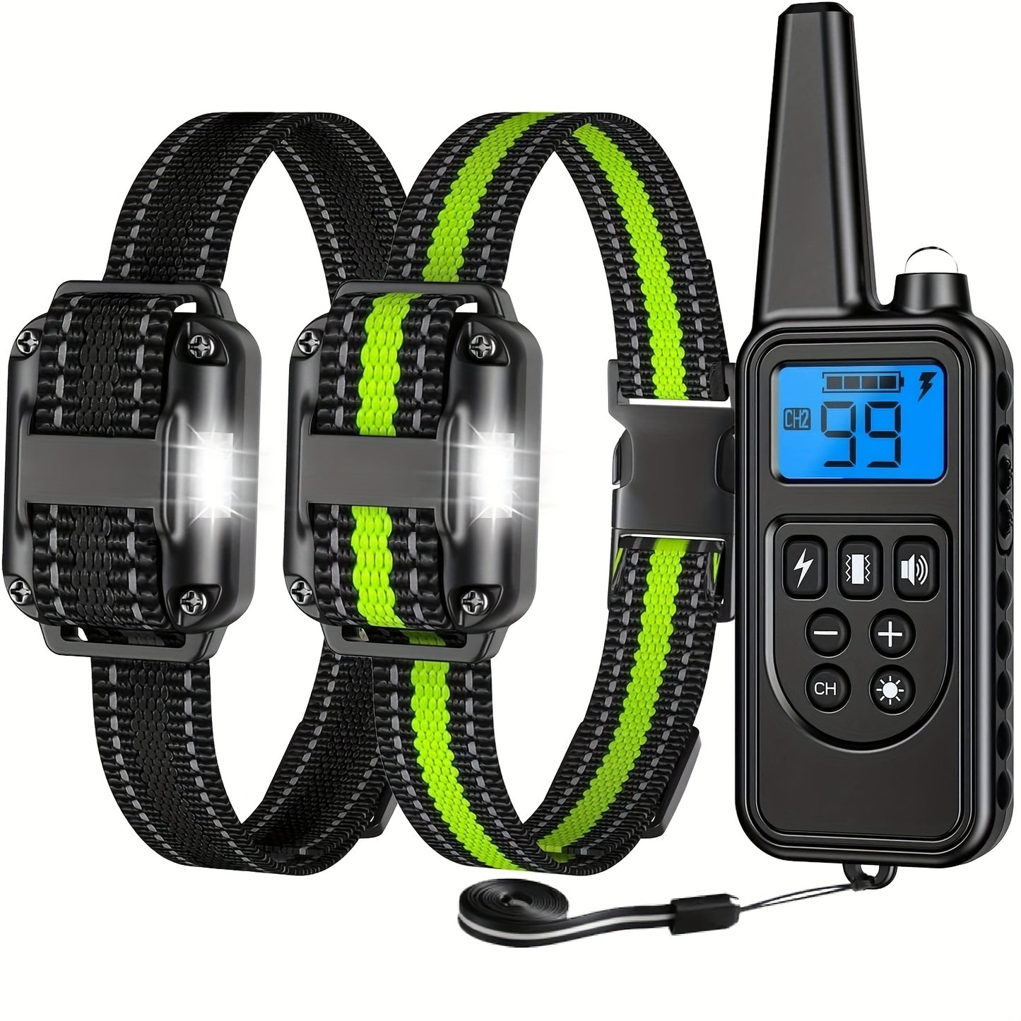 1/2pcs 3000Ft Dog Training Collar With Remote, Adjustable Nylon Strap, Dog Shock Collar With Beep, Vibration, Shock, Light, Electric Dog Collar Set For Small Medium Large Dogs (5-150lbs)