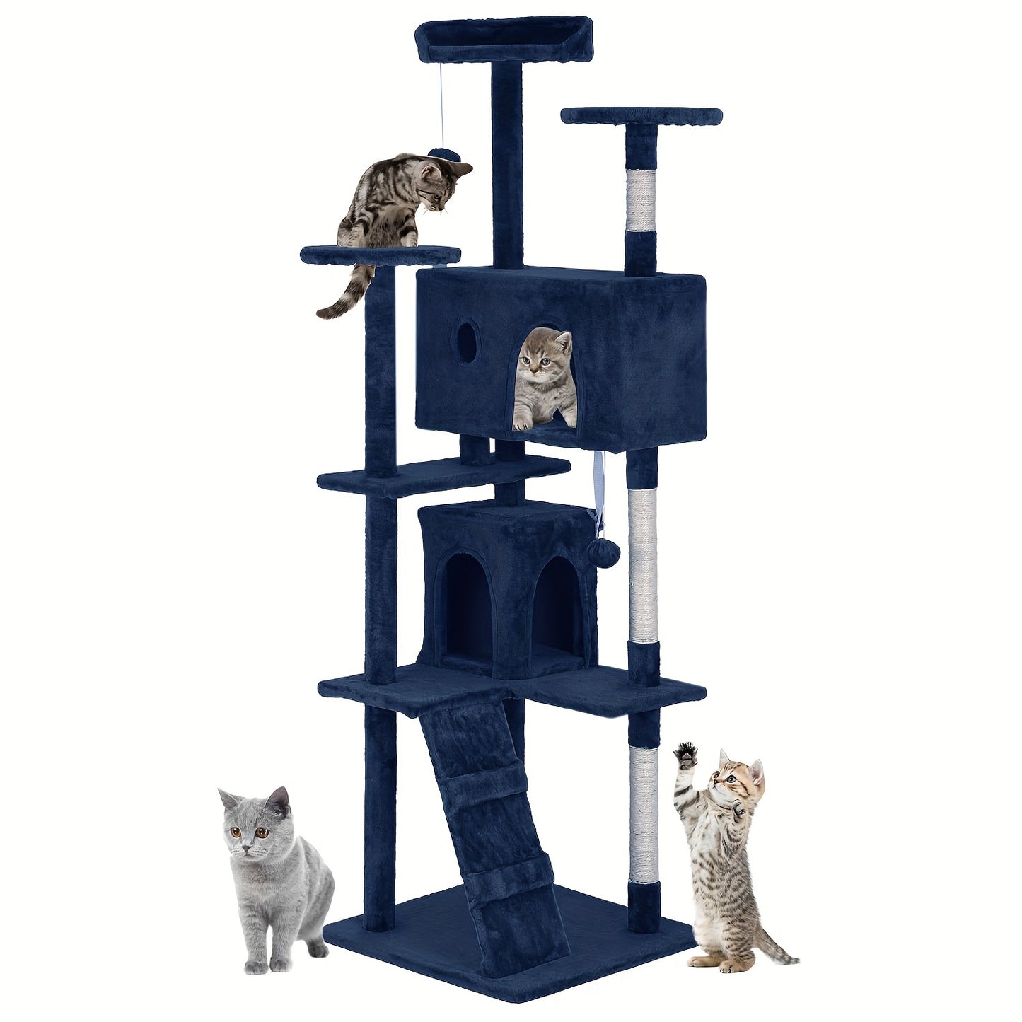 70/54'' Cat Tree, Large Cat Tower Beautiful Perfect Gift for Cats, Multi-Level Furniture Activity Center with Scratching Post Stand House Apartment Fun Toy Kitten Pet Playhouse, Easy to Assemble, Gift - ViralGenius Store