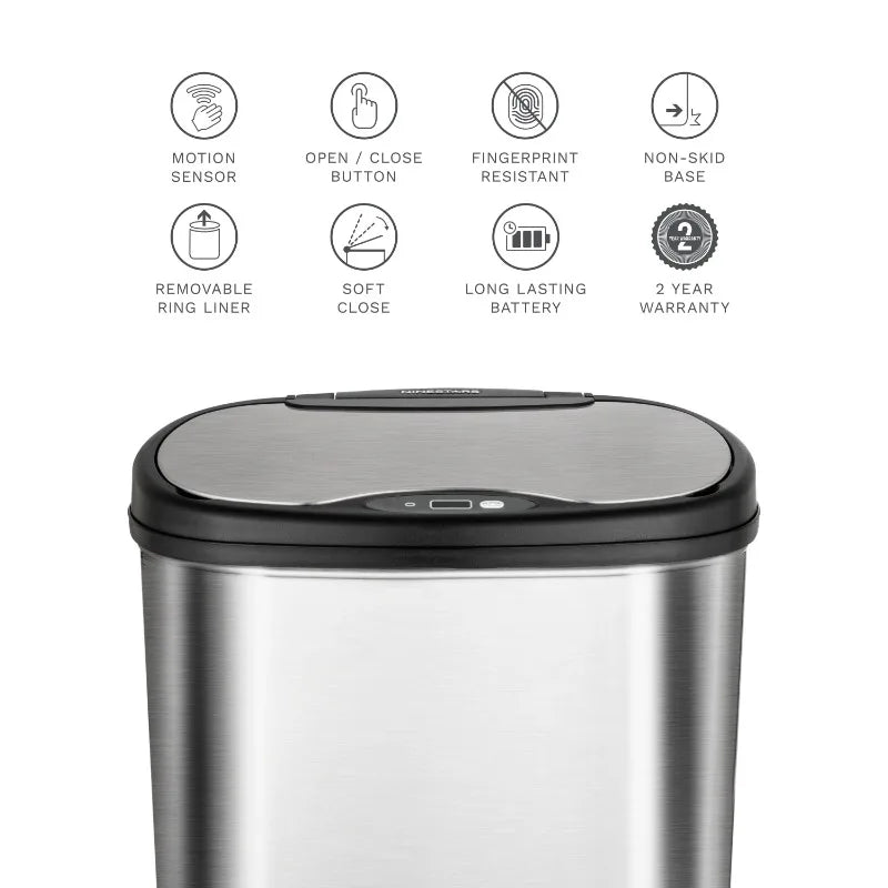 13.2 Gallon Stainless Steel Smart Motion Sensor Kitchen Trash Can - ViralGenius Store
