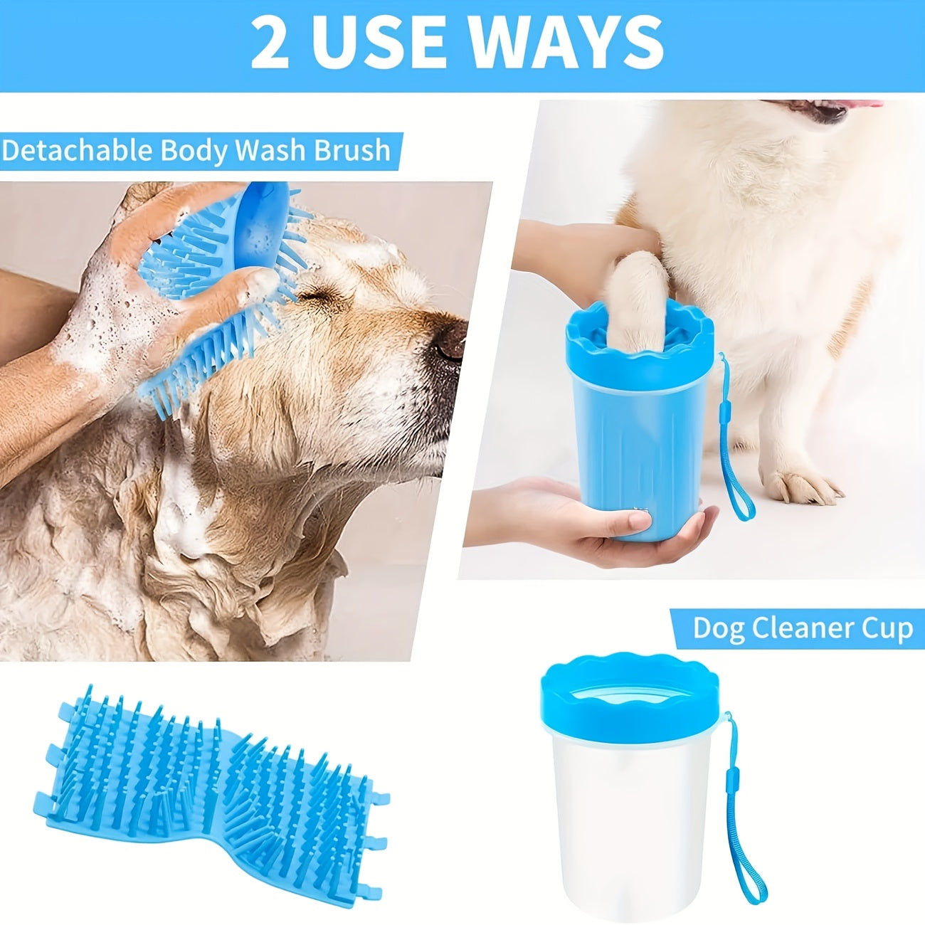 Portable Easy-Clean Pet Paw Wash Cup Set - Suitable for Dogs and Cats, Non-Electric, Durable Plastic, Foot Cleaning, Pet Bathing Tool, Ideal for Home Use, Dog Paw Washer