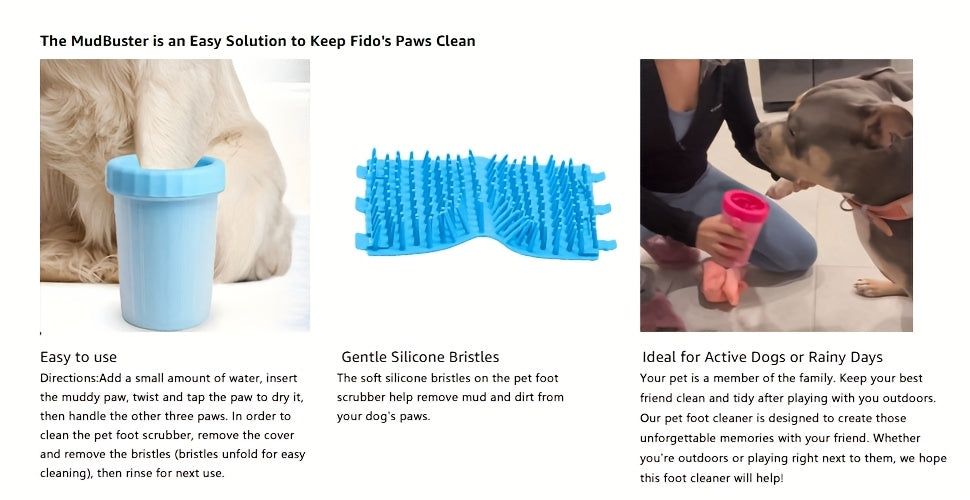 Portable Easy-Clean Pet Paw Wash Cup Set - Suitable for Dogs and Cats, Non-Electric, Durable Plastic, Foot Cleaning, Pet Bathing Tool, Ideal for Home Use, Dog Paw Washer