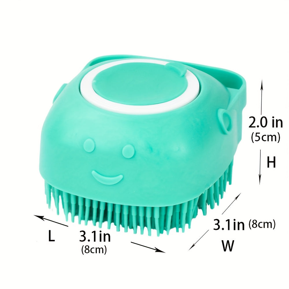 2pcs Pet Bath Silicone Sponge - Soft, Safety Rubber Bristle, with Shampoo Dispenser, for Dog, Puppy, Cat, Kitten Wash & Massage
