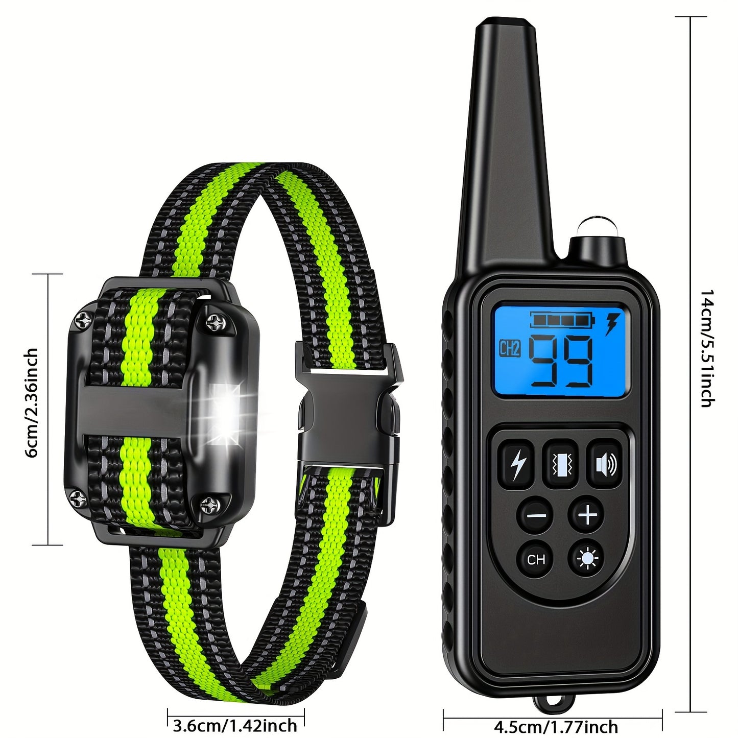 1/2pcs 3000Ft Dog Training Collar With Remote, Adjustable Nylon Strap, Dog Shock Collar With Beep, Vibration, Shock, Light, Electric Dog Collar Set For Small Medium Large Dogs (5-150lbs)