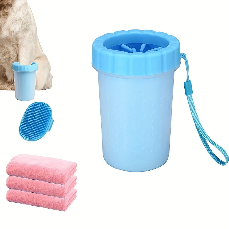 Portable Easy-Clean Pet Paw Wash Cup Set - Suitable for Dogs and Cats, Non-Electric, Durable Plastic, Foot Cleaning, Pet Bathing Tool, Ideal for Home Use, Dog Paw Washer