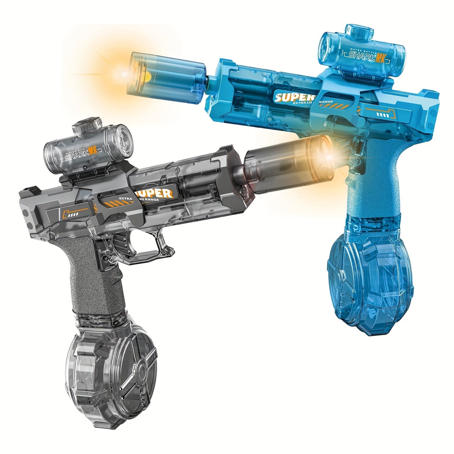 2025 Rapid Fire Super Soaker Electric Water Gun 2pcs - Upgraded High-Speed Pump, 314.96inch Range And LED Flash Mouth | Drum-Shaped Water Tank | Perfect for Pool Parties, Beach Battles, Family Fun - ViralGenius Store