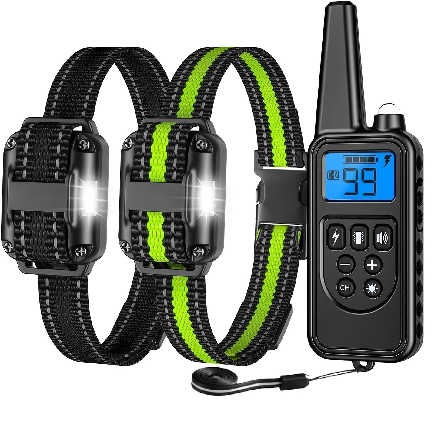 1/2pcs 3000Ft Dog Training Collar With Remote, Adjustable Nylon Strap, Dog Shock Collar With Beep, Vibration, Shock, Light, Electric Dog Collar Set For Small Medium Large Dogs (5-150lbs)