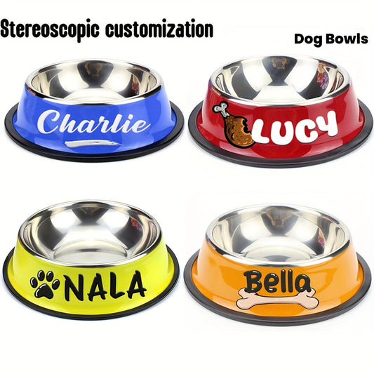 1pc Personalized Stainless Steel Dog Bowls - Non-Slip Custom Pet Feeding Dishes - For Dogs - Ideal for New Year Gifts - ViralGenius Store