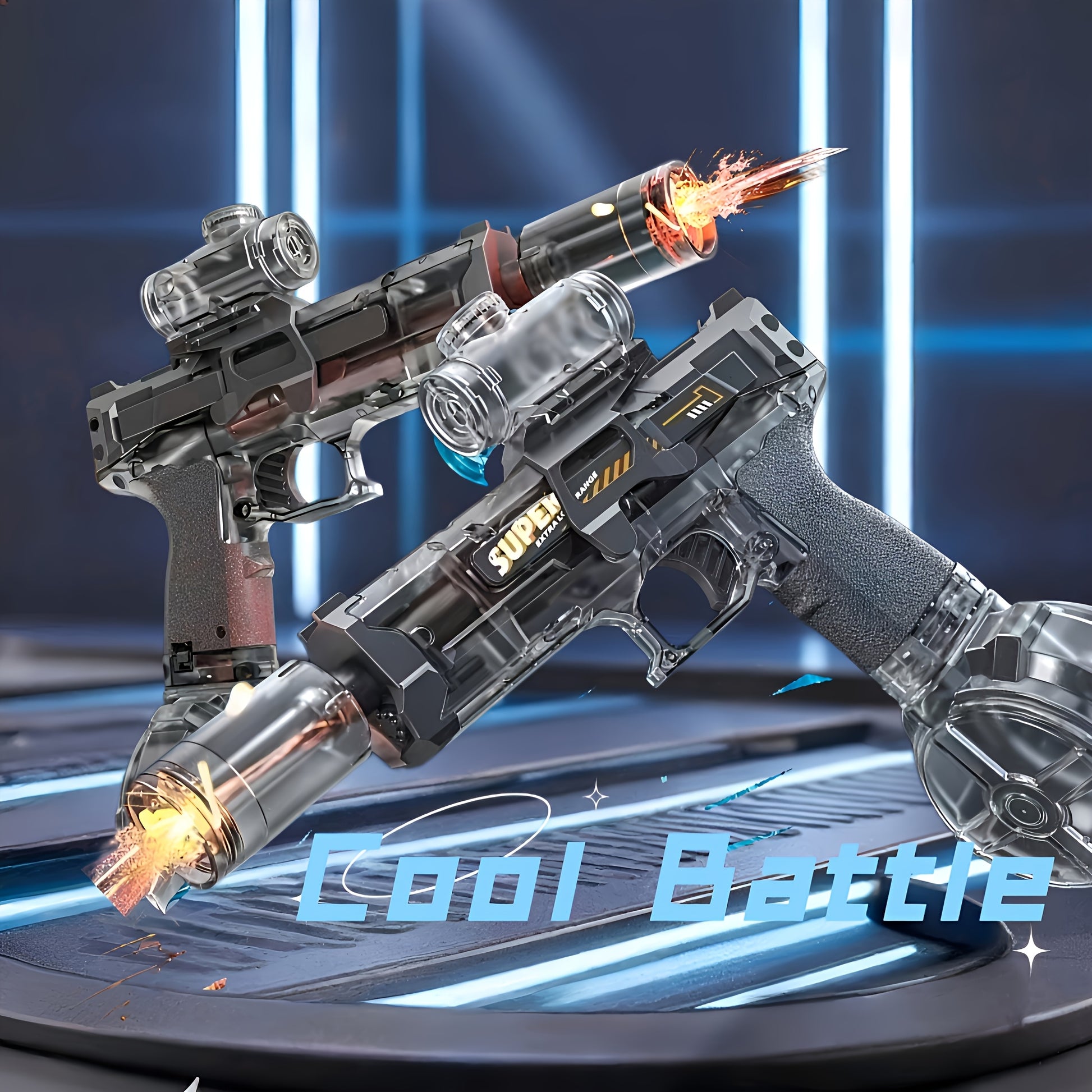 2025 Rapid Fire Super Soaker Electric Water Gun 2pcs - Upgraded High-Speed Pump, 314.96inch Range And LED Flash Mouth | Drum-Shaped Water Tank | Perfect for Pool Parties, Beach Battles, Family Fun - ViralGenius Store