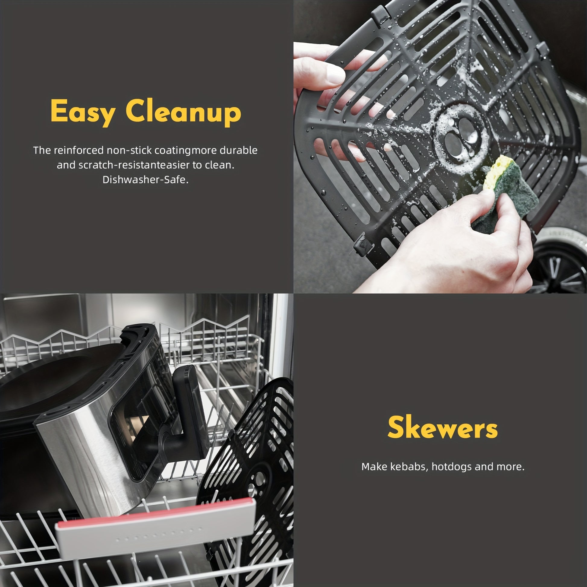 [Air Fryer] 8.5QT/3.6QT Air Fryer, Upgraded Large Capacity Suitable For 5-6 People, Smart Touch Screen For Easy Operation With 8 Preset Functions, Non-stick Coating For Easy Cleaning, Kitchen Accessories, Toaster Oven, Deep F - ViralGenius Store