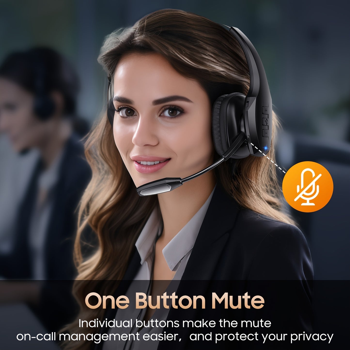 [Trucker Headset] Trucker Headset, 55Hrs Working Time 36Hrs Talking Time Wireless Headphone with Dual Noise Cancelling Microphone Headset for PC Cell Phones, Computer, Truck Driver - ViralGenius Store