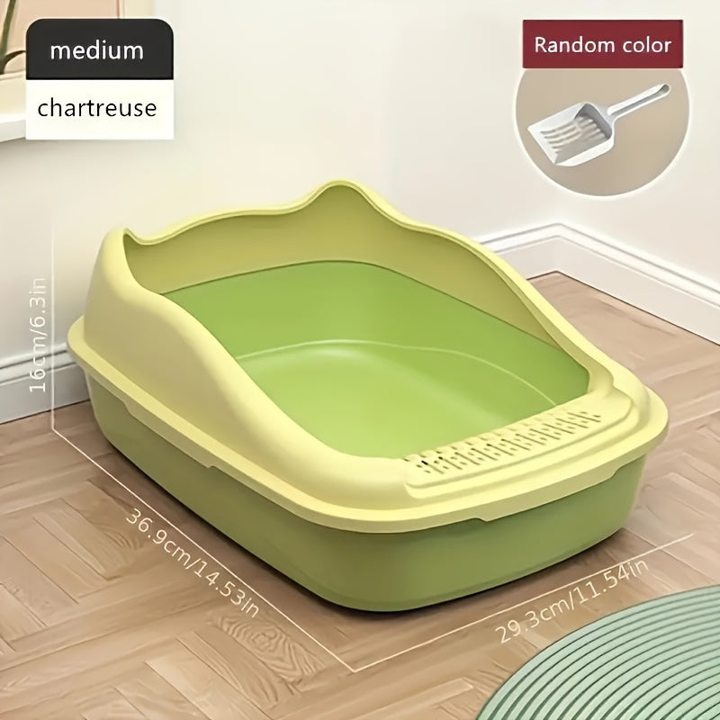 [1pc Oversized Cat Litter] Oversized Semi Enclosed 1pc Cat Litter Box, Anti Sand Small Kitten Litter Box