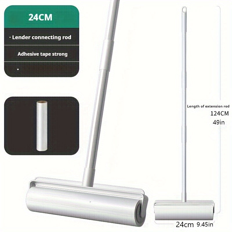 [Efficient Pet Hair Remover] 49" Adjustable Long Handle Pet Hair Removal Roller - Efficient Lint and Dust Cleaning Tool for Home, Sofa, and Pet Surfaces - White with Tear-Off Design
