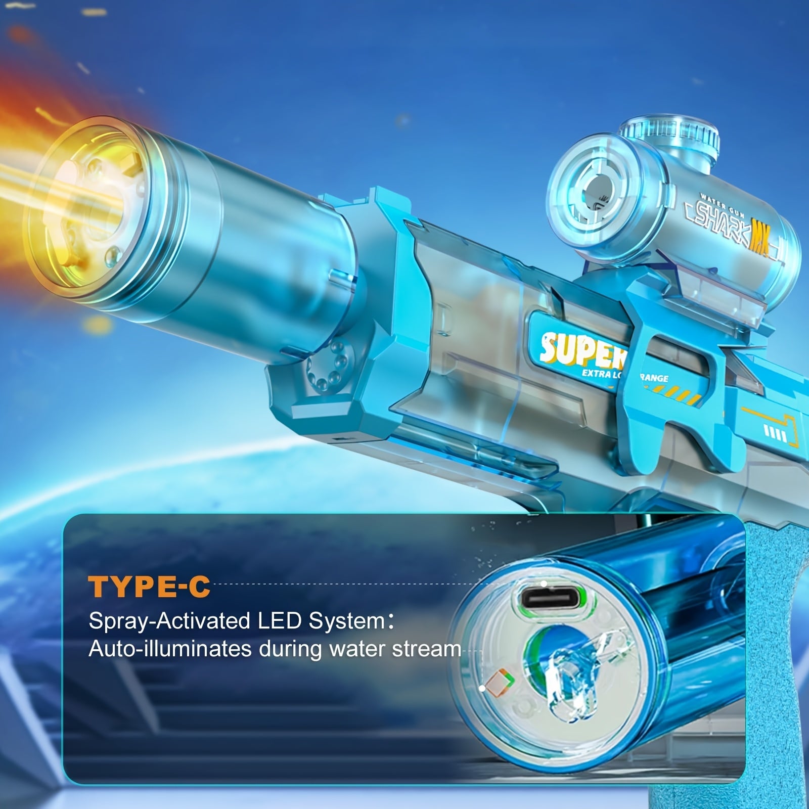 2025 Rapid Fire Super Soaker Electric Water Gun 2pcs - Upgraded High-Speed Pump, 314.96inch Range And LED Flash Mouth | Drum-Shaped Water Tank | Perfect for Pool Parties, Beach Battles, Family Fun - ViralGenius Store