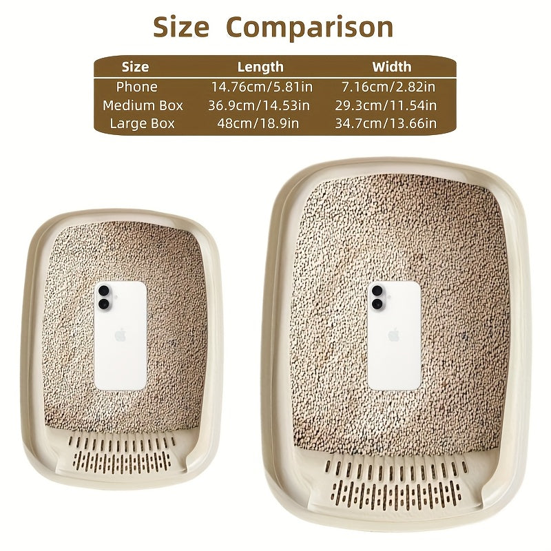 [1pc Oversized Cat Litter] Oversized Semi Enclosed 1pc Cat Litter Box, Anti Sand Small Kitten Litter Box