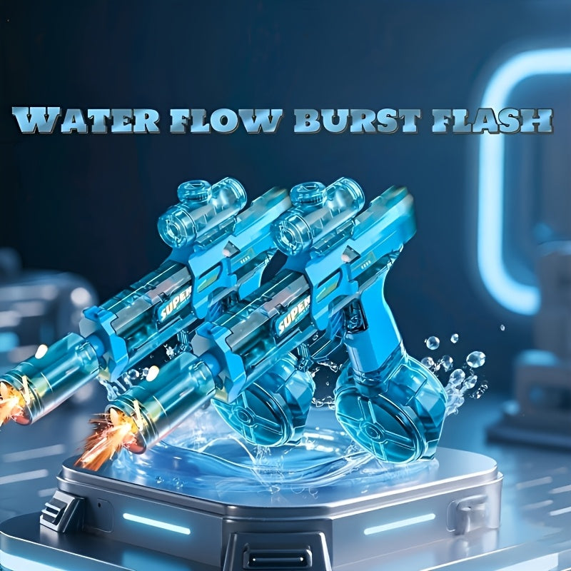 2025 Rapid Fire Super Soaker Electric Water Gun 2pcs - Upgraded High-Speed Pump, 314.96inch Range And LED Flash Mouth | Drum-Shaped Water Tank | Perfect for Pool Parties, Beach Battles, Family Fun - ViralGenius Store