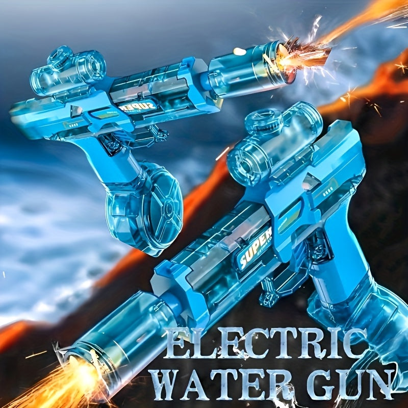 2025 Rapid Fire Super Soaker Electric Water Gun 2pcs - Upgraded High-Speed Pump, 314.96inch Range And LED Flash Mouth | Drum-Shaped Water Tank | Perfect for Pool Parties, Beach Battles, Family Fun - ViralGenius Store