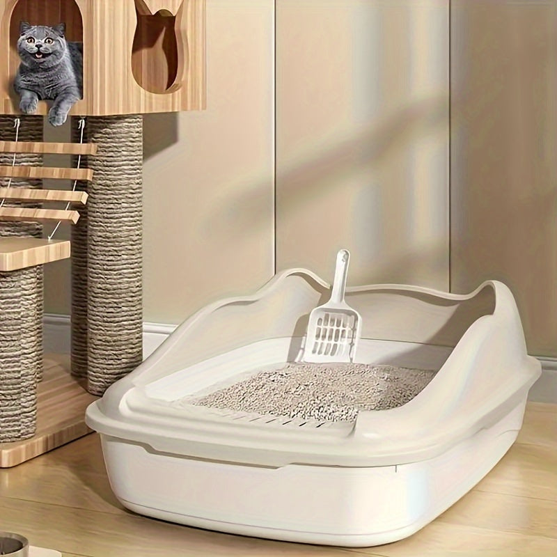 [1pc Oversized Cat Litter] Oversized Semi Enclosed 1pc Cat Litter Box, Anti Sand Small Kitten Litter Box