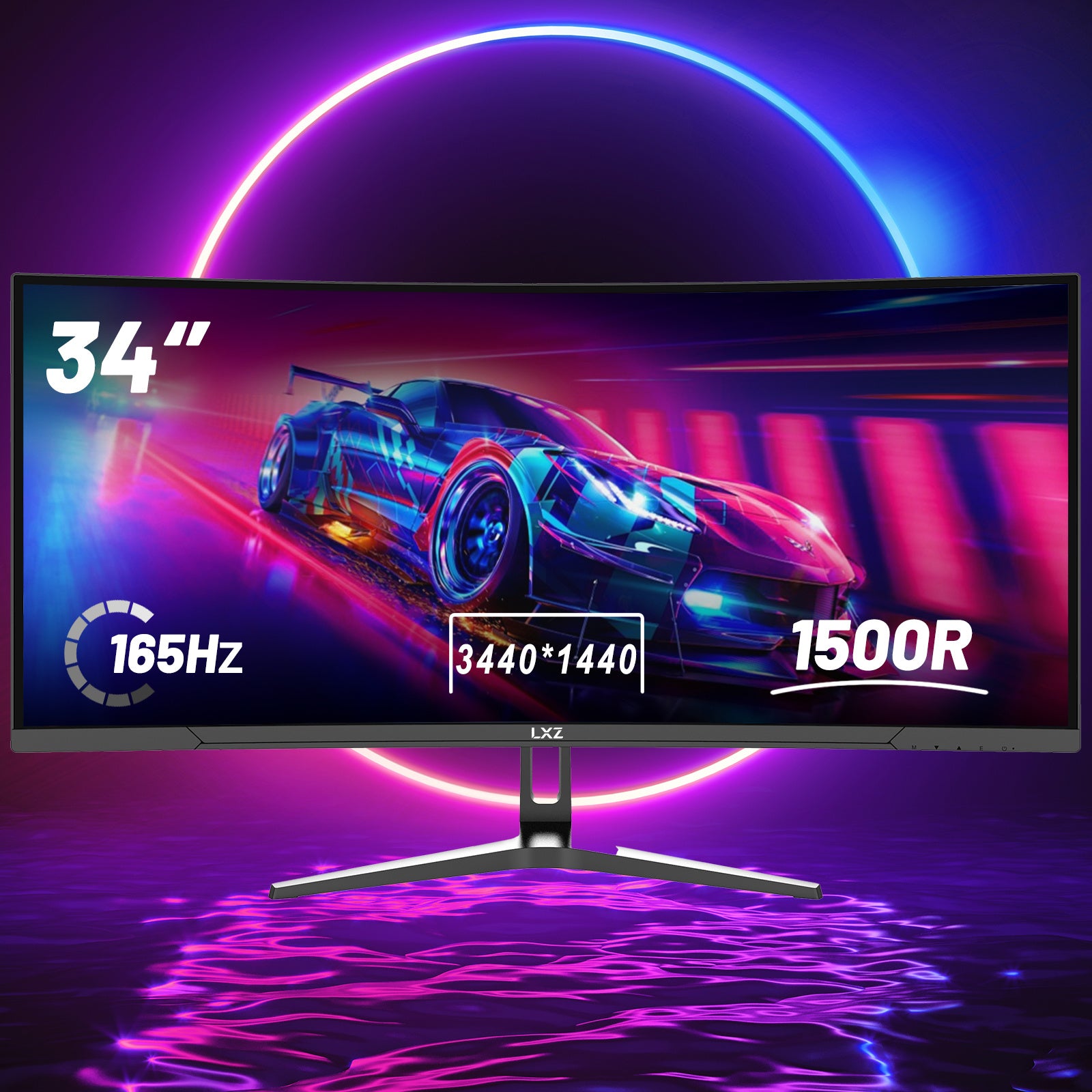 34 Inch Ultrawide Curved Gaming Monitor, 1500R PC Screen 165hz UWQHD 3440x1440 Curved Computer Screen with FreeSync,Support Wallmount 100x100mm - ViralGenius Store