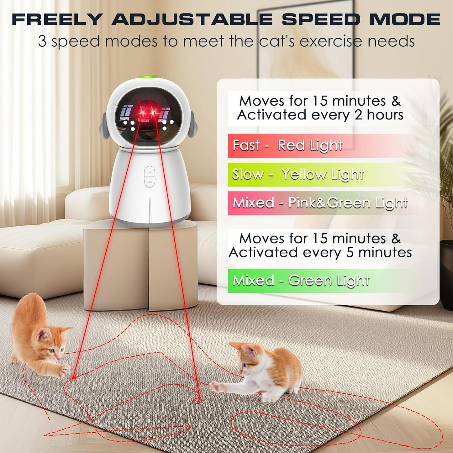 Indoor Cat Laser Toy - Rechargeable Interactive Cat Toy with Dual Laser Modes and Motion-Activated Fun for Bored Indoor Adult Cats - ViralGenius Store
