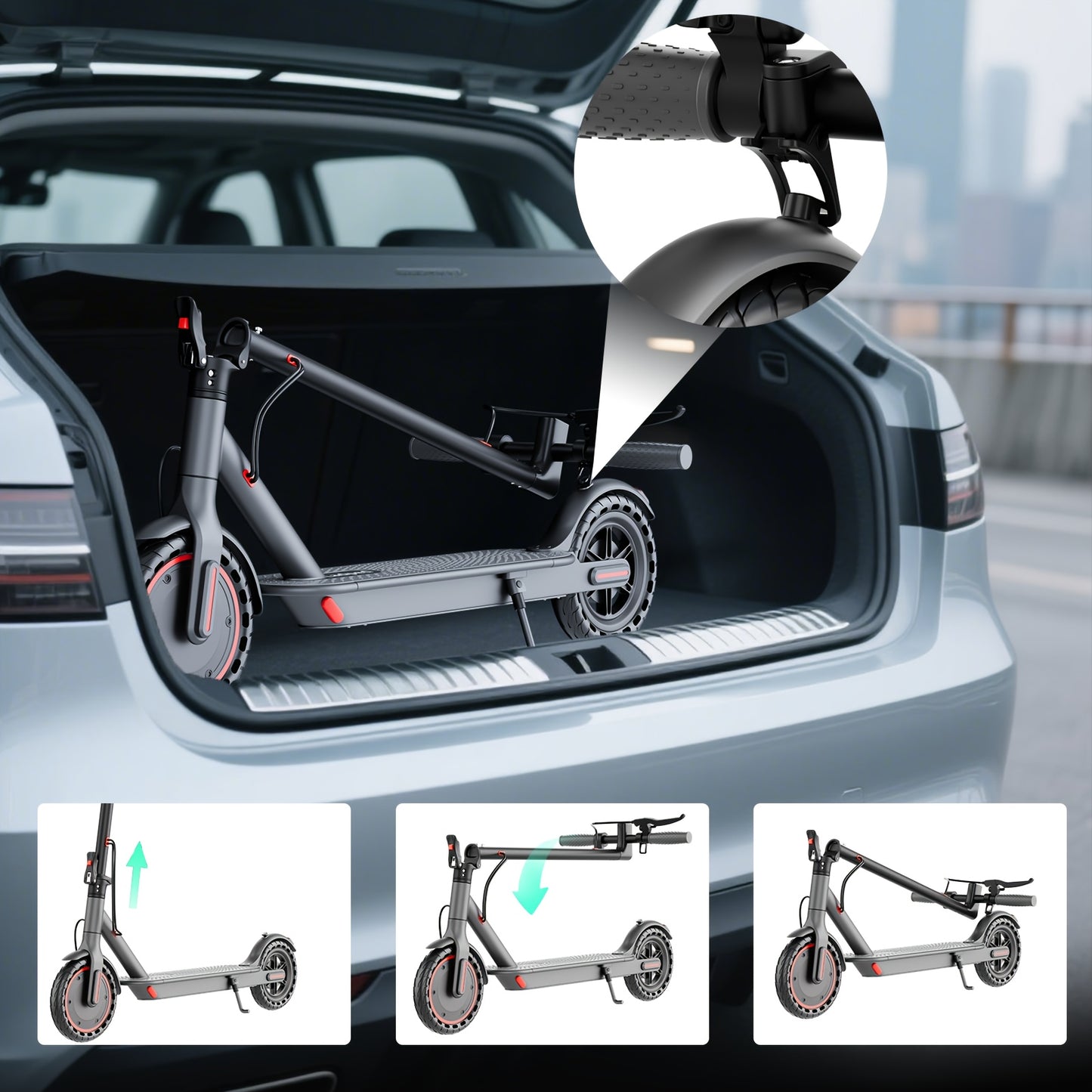 LADPED Electric Scooter, 350W 36V 5.2AH-10.5AH, 8.5" Solid Tires, 19 Mile Range And 3 Modes, High Speed for Teens And Adults, Foldable And Height Adjustable, Designed for Beginners- Ideal for City Streets, Parks, Or Campus Pa - ViralGenius Store