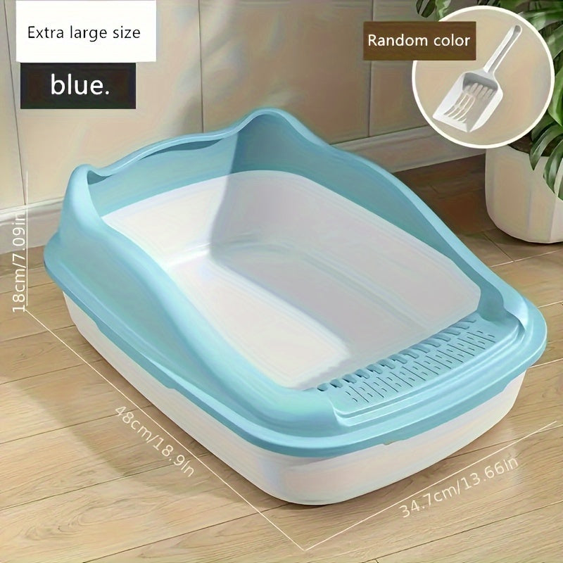 [1pc Oversized Cat Litter] Oversized Semi Enclosed 1pc Cat Litter Box, Anti Sand Small Kitten Litter Box