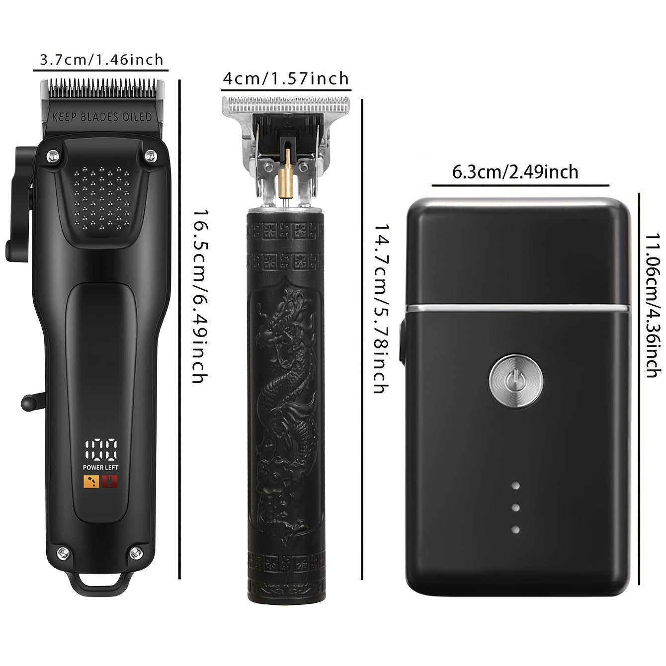3pcs Men'S Professional Hair & Beard Grooming Kit - Cordless Clippers with LED Display, Precision Trimmer Set, USB Rechargeable, For Home, Perfect Holiday Gift - ViralGenius Store