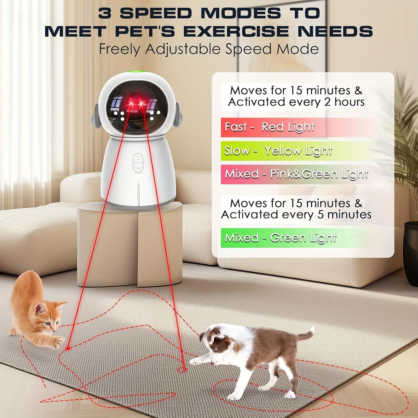 Indoor Cat Laser Toy - Rechargeable Interactive Cat Toy with Dual Laser Modes and Motion-Activated Fun for Bored Indoor Adult Cats - ViralGenius Store