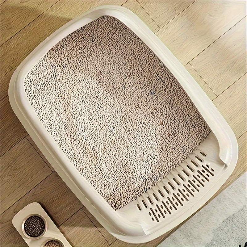 [1pc Oversized Cat Litter] Oversized Semi Enclosed 1pc Cat Litter Box, Anti Sand Small Kitten Litter Box