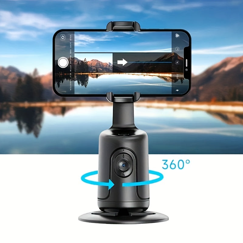 HKXYK Face Tracking Tripod, Desktop Gimbal, No App Required, 360° Rotation Face Body Phone Camera, Mount Smart Phone Tracking Holder for Live Vlog Streaming Video, Rechargeable Battery-Black