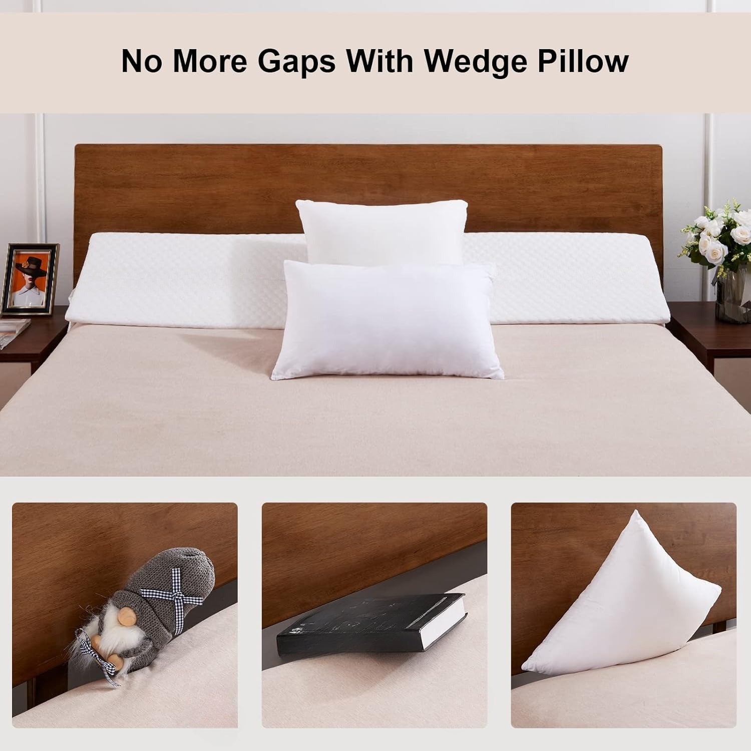 Bed Wedge Pillow - Bed Gap Filler Mattress Wedge Headboard Pillow Close The Gap Between Your Headboard or Wall for Sleeping Backrest Pillow - ViralGenius Store