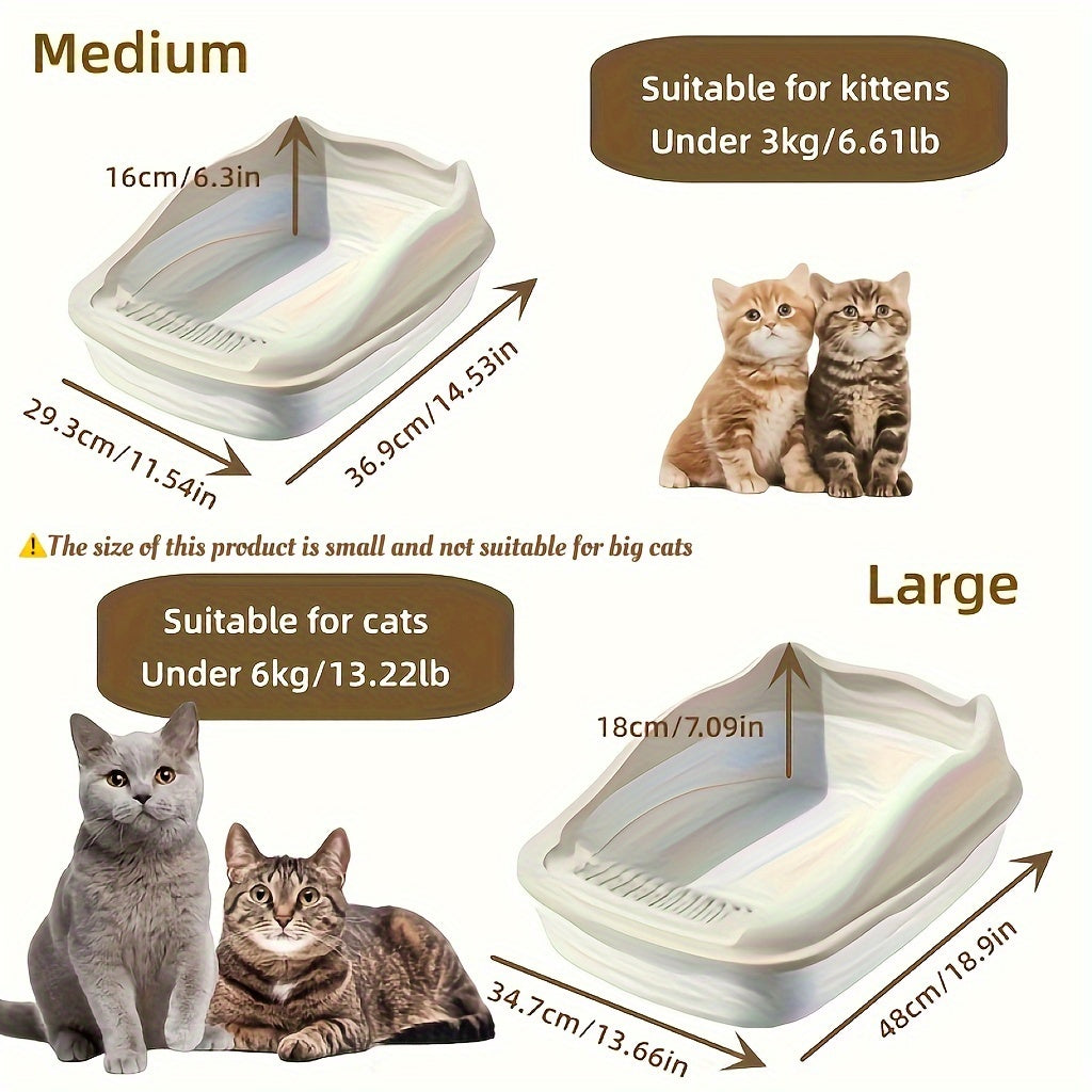[1pc Oversized Cat Litter] Oversized Semi Enclosed 1pc Cat Litter Box, Anti Sand Small Kitten Litter Box