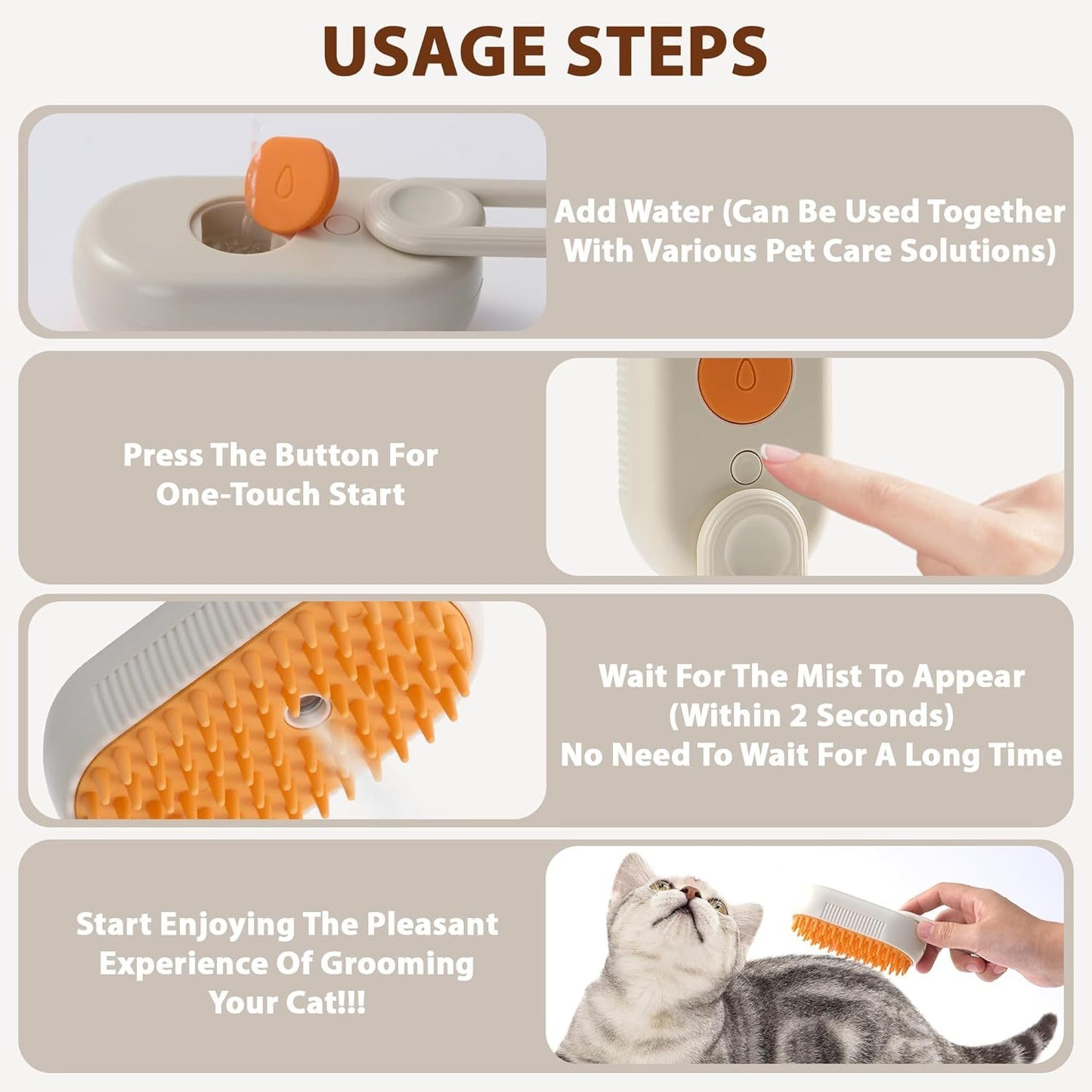 [Steam Cat Brush] 4 in 1 Rechargeable Cat Steam Brush | Anti-Static, Massage, Cleaning, Shedding & Combing All In One - ViralGenius Store
