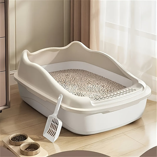 [1pc Oversized Cat Litter] Oversized Semi Enclosed 1pc Cat Litter Box, Anti Sand Small Kitten Litter Box