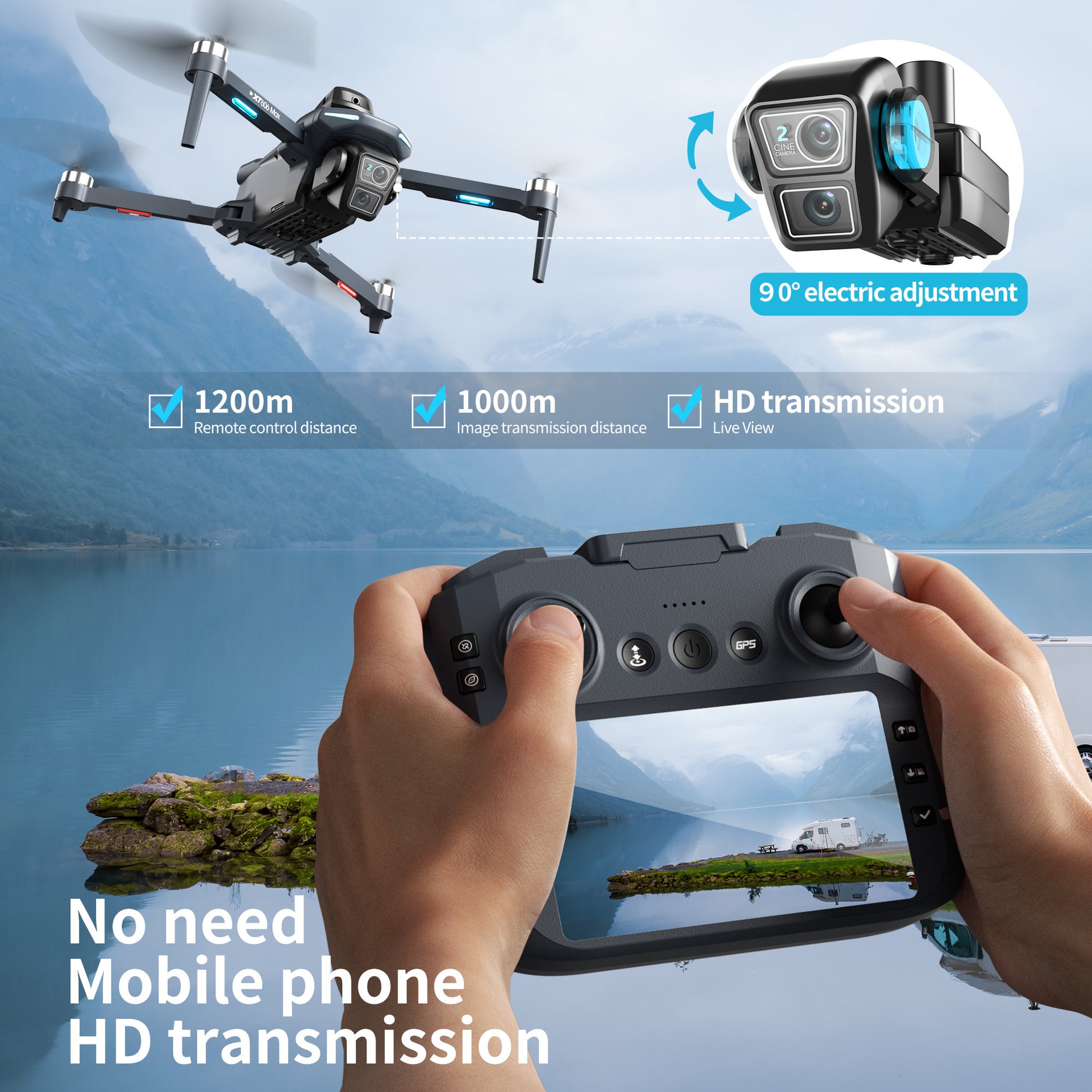 4K HD FPV Drone with GPS, 25 Minutes Long Endurance, with 3 Batteries And Organizer Bag, Wi-Fi And APP Control, Real-time Map Positioning, Brushless Motors, Intelligent Following, Obstacle-free Obstacle Avoidance, GPS Auto-re - ViralGenius Store