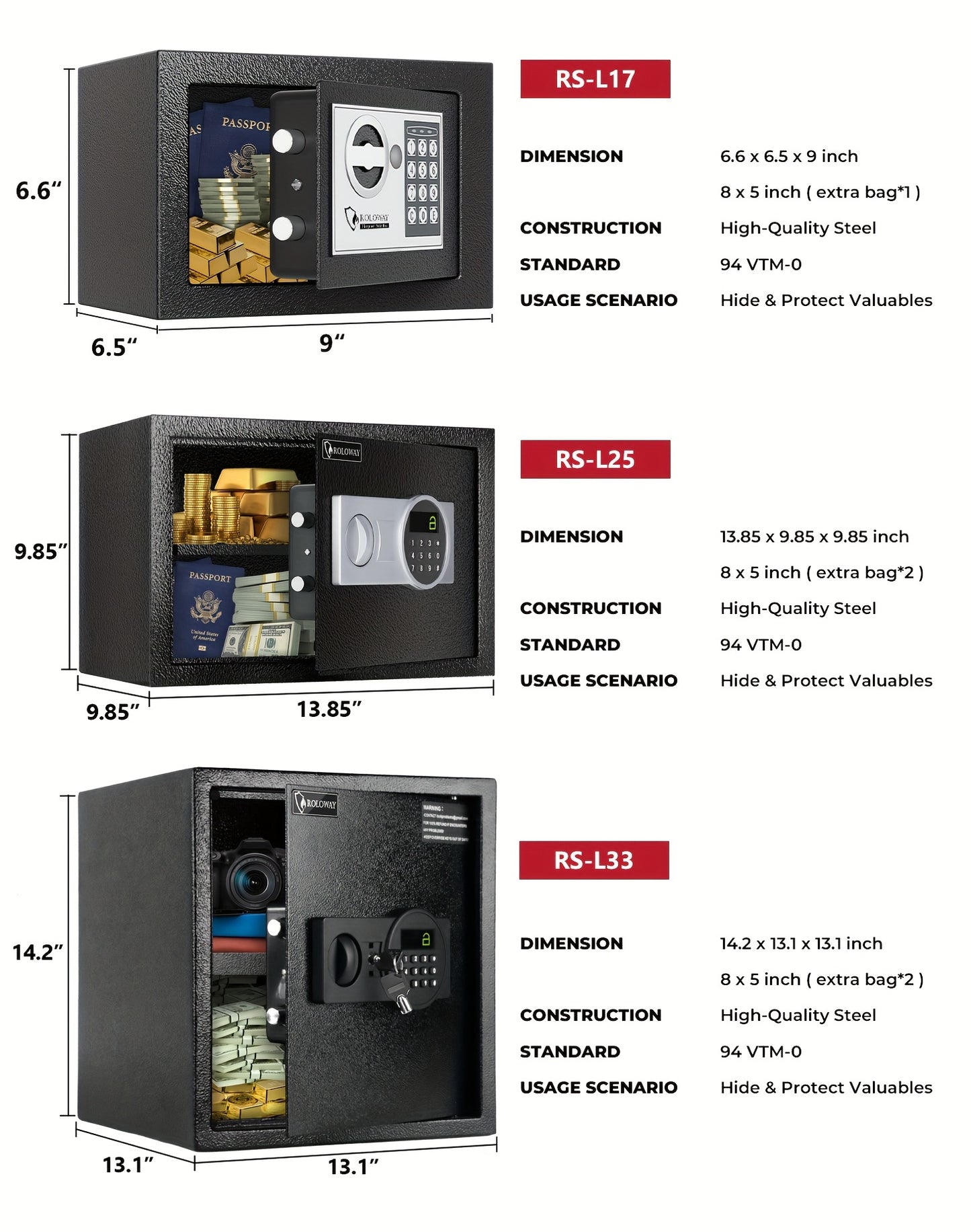 High-Security Fireproof Safes With Complimentary Fire -Resistant Bag | Premium Protection For Documents, Valuables, And Essentials | Available In Multiple Sizes To Suit Diverse Needs - ViralGenius Store