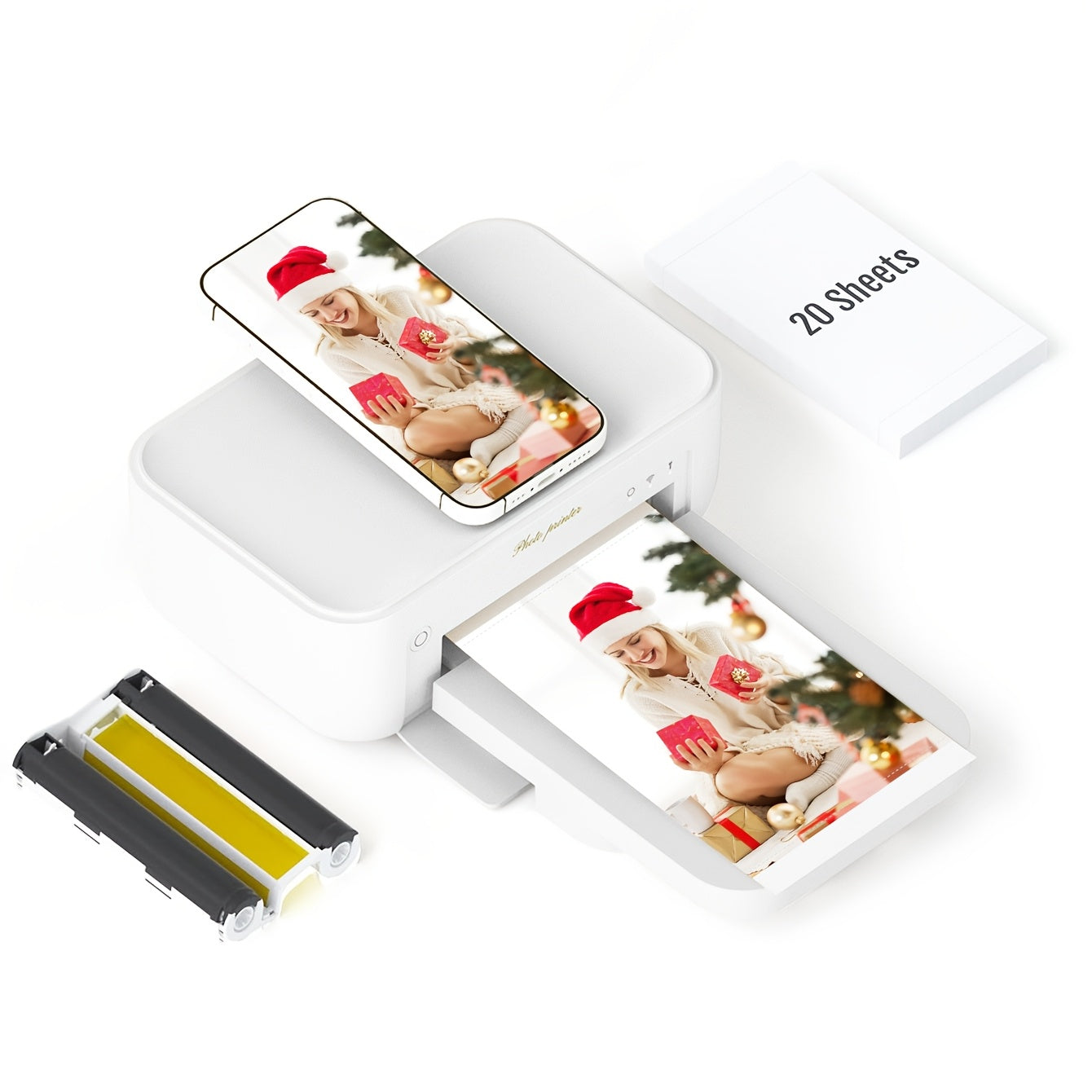 [Wireless Photo Printer] Wi-Fi Wireless 4x6 Photo Printer | +20 Sheets & 1 Ribbon, Instant Picture Printer For iPhone, Android, Smartphone, AR Video Printing, Portable Thermal Dye-Sublimation Printer For Home Use - ViralGenius Store