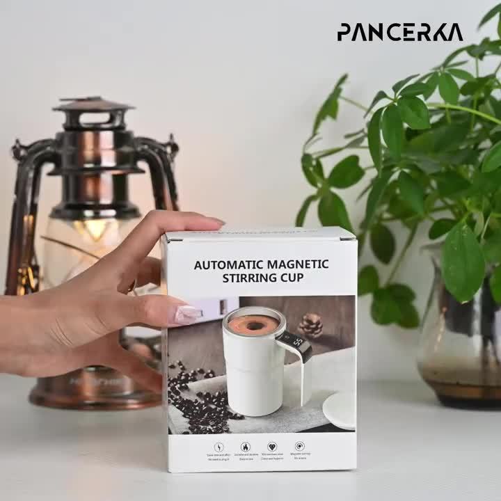 Auto Stirring Cup, Automatic Magnetic Self Stirring CoffeeCup With Temperature Display Function, Travel Tumbler Car Cup ForMilk Chocolate Mocha, Creamy White