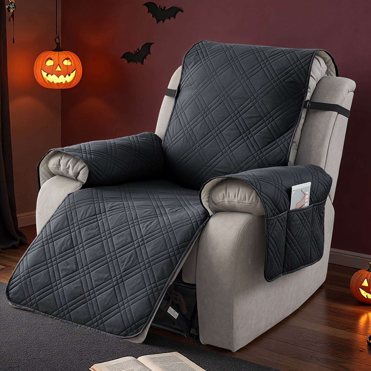 1Pc 100% Waterproof Recliner Chair Cover, Non Slip Recliner Covers For Recliner Chair With Pocket, Pet Scratch-Resistant Sofa Slipcover, Washable Furniture Protector, Easy To Install For Living Room, Home Decor, Halloween Dec - ViralGenius Store