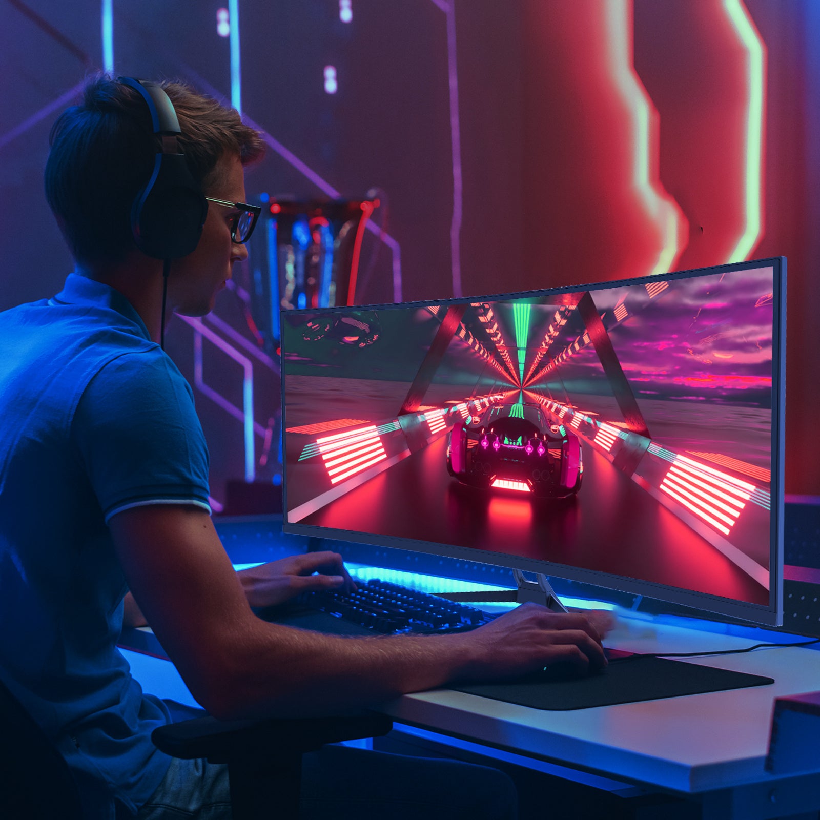 34 Inch Ultrawide Curved Gaming Monitor, 1500R PC Screen 165hz UWQHD 3440x1440 Curved Computer Screen with FreeSync,Support Wallmount 100x100mm - ViralGenius Store