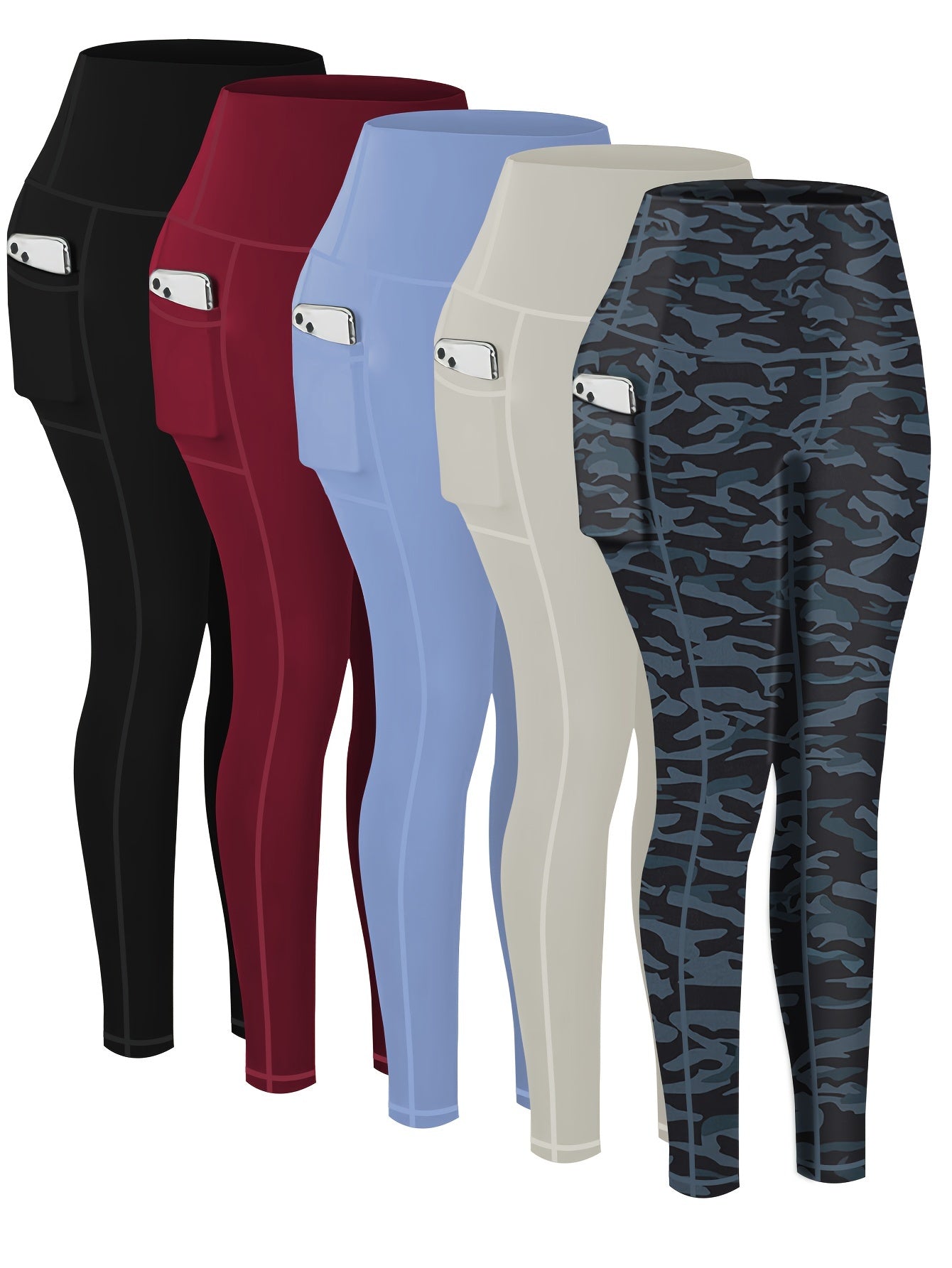 Five-piece Tracksuit Leggings for Women, Nine-point Printed Yoga Pants for Women, And Fitness Running Compression Pants for Women - ViralGenius Store