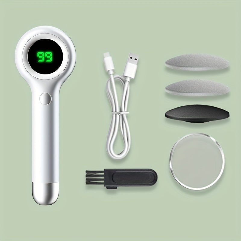1pc USB Rechargeable Electric Foot Callus Remover Kit - Rechargeable Pedicure Tools For Feet Care With 3 Interchangeable Heads, 2 Speeds, And Dander Vacuum Cleaner - Professional Foot Care Solution For Smooth And Soft Feet - ViralGenius Store