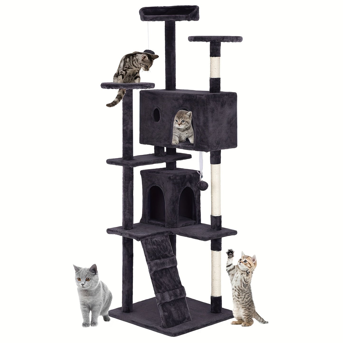 70/54'' Cat Tree, Large Cat Tower Beautiful Perfect Gift for Cats, Multi-Level Furniture Activity Center with Scratching Post Stand House Apartment Fun Toy Kitten Pet Playhouse, Easy to Assemble, Gift - ViralGenius Store