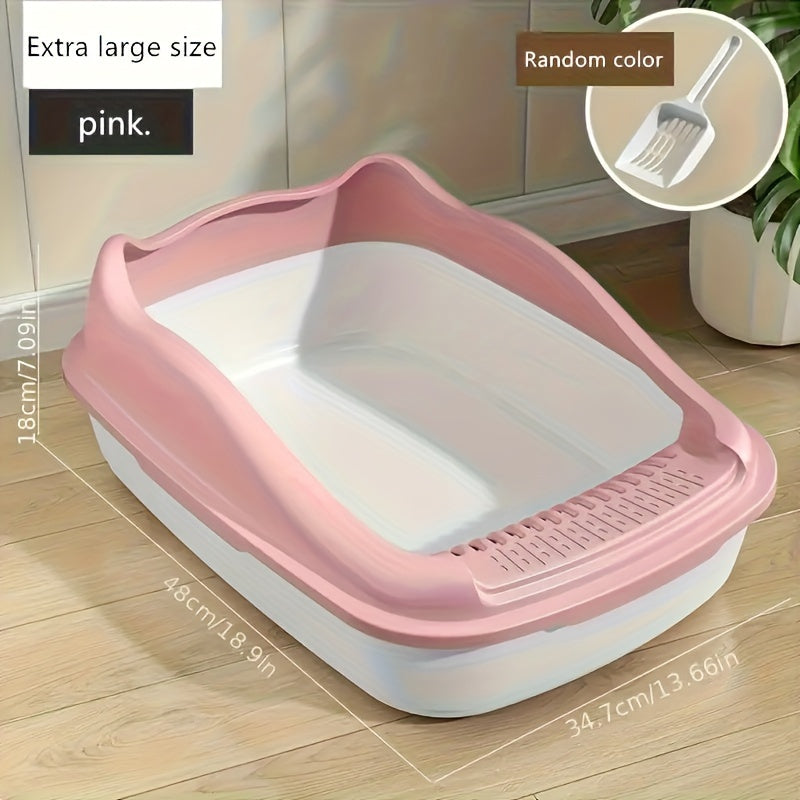 [1pc Oversized Cat Litter] Oversized Semi Enclosed 1pc Cat Litter Box, Anti Sand Small Kitten Litter Box