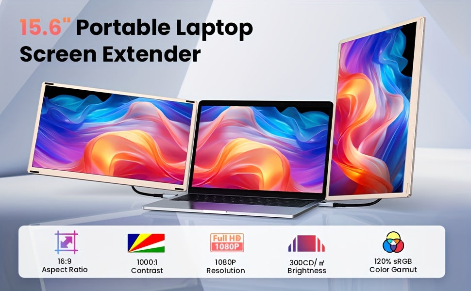 Laptop Screen Extender | 15.6/14 Inch | 1080P FHD | Triple/Single Portable Monitor with Built-In Speakers And Adjustable Stand, IPS Display, Ultra-Narrow Bezel, Wide Viewing Angle, Plug And Play | Compatible with Windows, Mac - ViralGenius Store